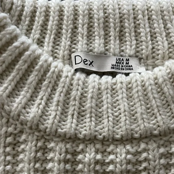 Dex Black & Cream Fringe Knit Sweater Trendy Chunky Knit Size Medium DEX - Picture 4 of 9